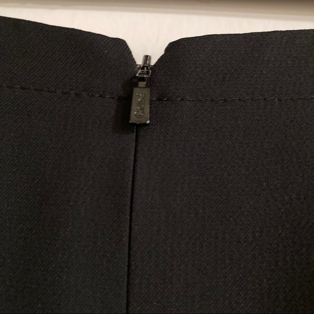 Chloe Black Midi Knee Length Ruffle Skirt L 10 - Picture 7 of 9